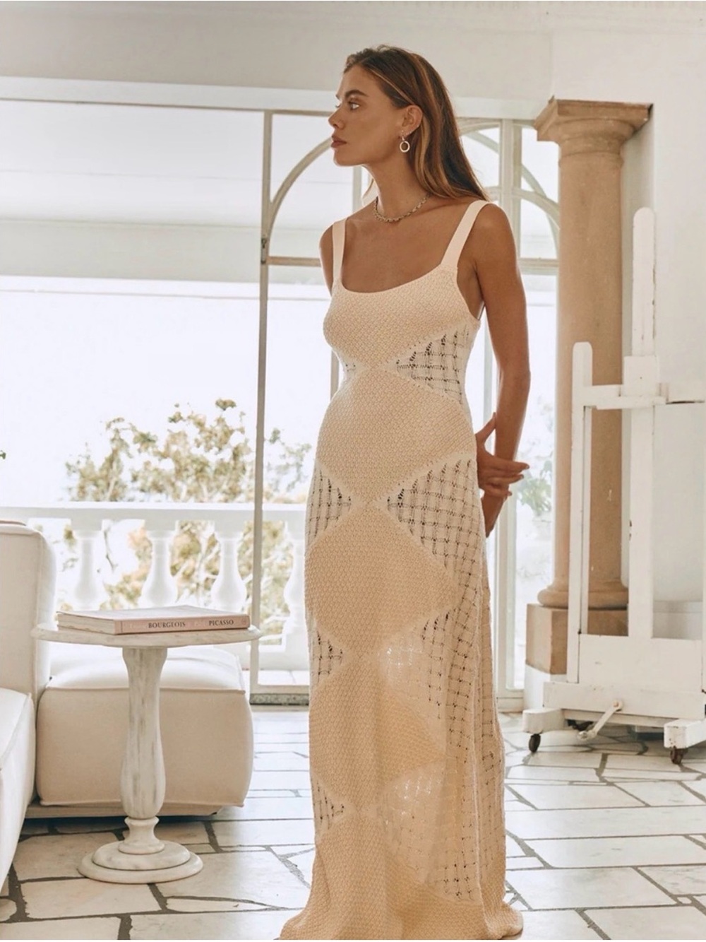 Vrg Grl Vicna Knit Maxi dress in ecru